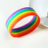 Bransoletki 50 sztuk Gay Pride Opaska 6 warstw Rainbow Bransoleta Multi kolorowa silikonowa bransoletka