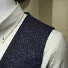 Mäns västar 2023 Autumn Winter Men Suits Casual Slim Style For Wedding Groom Business Man Deep Blue Single Breasted Vest Plus Size