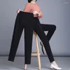 Spodnie damskie Elastyczne cienkie koreańskie koreańskie wszechstronne i czarne rzodkiewki Harlan Casual Nine Leggins Women Odzież