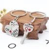 Porte-clés 2pcs ensemble alliage coeur porte-clés je t'aime couple chaîne amoureux pendentif anneau porte-clés pour filles et garçons livraison directe bijoux Dhi0D