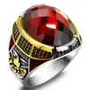 Bagues en grappe Bague pour homme en argent sterling 925 incrustée de pierre rouge Turc Classique Style rétro Bijoux Jeunes