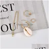 Dangle Chandelier Selling 4Pcs/Set Geometric Shell Ear Wire Earring For Women Gold Plating Alloy Hoop Fashion Summer Beach Drop De Dhdur