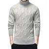 Hommes chandails col roulé hommes épais chaud hiver pull hommes pulls décontractés mode motif géométrique tricoté homme