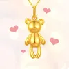 Colares YUNLI Pure 24K 999 Gold Pingente Colar Lindo Urso com Real 18K Gold AU750 Chain para Mulheres Fine Jewelry Presentes PE015