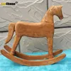 Nyhetsartiklar Creative Carving Wood Rocking Horse Diy Handmade Craft For Children Barn Födelsedagsdekoration Barndoms Present Wedding Home Decor G230520