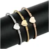 Charm Armbänder Mini Stil Schmuck Herz Armband Für Frauen Mädchen Edelstahl Manschette Armreif Freundschaft Einstellbar Sier Rose Gold C Dh9Hf