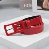 Belts 2023 Fashion Yellow Red Black Leather Metal Buckle Waist Pin Women Belt Thin For Dress Jeans Waistband Female 100CM