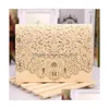 Greeting Cards Champagne Floral Laser Cut Wedding Invitations Table Card Seat Place For Favors And Gifts 100Pcs Dhs Drop Delivery Ho Dhfpo