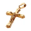 Halsband Ny ankomst Jesus Cross Crystal Pendant Halsband Länk byzantinsk guldfärg rostfritt stål män smycken collier 21.65 "6mm mn81