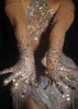 Sarongs mode Stretch gant mousseux cristal maille Perspective longue discothèque danseur chanteur scène accessoires 230519