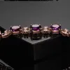 Pulseiras de pedra preciosa de ametista natural pulseira rosa ouro jóias pulseras de feminina bizuteria pulseira para mulheres caixa de pulseira meninas