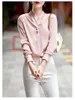 Women's Blouses Chic Women Shirt 2023 In Green Pink White Female Chiffon V Neck Long Sleeve Tops Elegant Office Ladies Formal Work