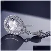 Pendentif Colliers 2021 Est Arrivée Sier Rose Plaqué Or Collier Larme Coupe Cubique Zircone Bijoux Pour Femmes Cristal Cz Mode W Dhh6L