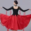 Stage Wear Ballroom Dress Standard Dance Competition Robes Enfants Femmes Festival Vêtements Rouge