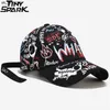 Ball Caps Men Hip Hop Cap Graffiti Print Japanese Style Harajuku Streetwear Baseball Caps Snapback Dad Caps Women Fitted Hat Black White J230520