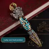 Necklaces New Original Retro Vajra Dzi Bead Pendant Sixcharacter Mantra Turquoise Dzi Bead Men's Fashionable Personality Jewelry