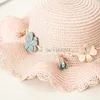 Wide Brim Hats Fashion Womens Double Flower Parent-child Sun Hat Bag Set Summer Ladies Outdoor Straw Women