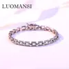 Bracelets Luomansi réel 925 Bracelet en argent Sterling pour les femmes chaîne carrée Bracelet amant cadeau bijoux en gros