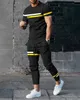 Mens Tracksuits 3D Printed Short Sleeve Suit Spring Men Tracksuit Set Jogger Clothing for Man Casual TshirtStrousers 2 Piece Outfits Streetwear 230520