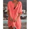 Grundlegende Casual Kleider Baumwolle Damen Kleid Weiß Oversize Strand Weibliche Sommer Mode Lose Hemd Dame Kleidung 230519