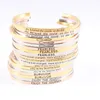 Bracelets mélange de couleurs en acier inoxydable 316L, gravé, citation inspirante Positive, manchette Mantra, bijoux pour femmes et hommes