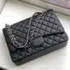 10A Mirror Quality Designer Classic Double Flap Bags 33cm Maxi Bolso de mujer Cuero real Caviar Piel de cordero Negro Acolchado Monedero Crossbody Hombro Cadena Caja Bolsa