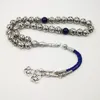 Bracelets Man's Tasbih metalowe koraliki z stopami z naturalnym lapis lazuli islam 33 45 66 99 Koraliki modlitewne Akcesoria Misbaha Bracelets