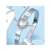 Armband halsband mode kärlekslås smycken sätter kreativt rostfritt stål nyckel hänge hjärta charm par droppleverans dhwqj