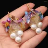 Pendant Necklaces Natual Freshwater Pearl Beads Irregural Colors Wrapped For Making DIY Necklace Gift Size 35x55mm