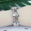 Armband för mäns motorcykelkedja 316L Rostfritt stål Silverfärg Skull Biker Armband Fashion Chains Link Bangles Women's Armband