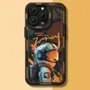 Astronauten decken schwarze Handyhülle für iPhone 14 13 12 11 Pro Max Mini Plus Back Cover Shell ab