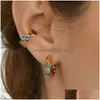 Dangle Chandelier Summer Rainbow Colorf Pave Crystal Cooper Mini Hie Hoop Earrings For Women Boho Big Circle Jewelry Drop D Dhr9X