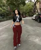 Kadın Pantolon Capris Echoine Sonbahar Jogging Sweatpants Kadınlar Sıradan Pileli Yığılmış Pantolon Yüksek Bel Spor Takviyesi Sokak Giyim Kargo