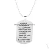 Pendant Necklaces Uni Stainless Steel Necklace For Women And Men Cedalways Remember You Are Braver English Letters Dog Tag Drop Deli Dhqy7