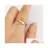 Bandringe Einzigartiges Design Edelstahl Engel Ring für Frauen Personalisierte benutzerdefinierte 111999 Glückszahl Initiale Finger Modeschmuck Dhlfi