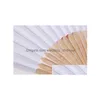 Fans Parasols Dhs In Stock Selling White Bridal Hollow Bamboo Handle Accessori da sposa Drop Delivery Party Events Dhrv4