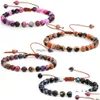Beaded Adjustable 6Mm Natural Stone Strands Bracelet Friends Lover Gifts Handmade Braided Bangles For Women Men Jewelry Healing Yogo Dhwyf