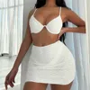 Maillots de bain pour femmes sous-vêtements filles taille 14 Bikini sans couture femmes fendu Sexy support en acier solide vague tissu trois hauts pour les femmes Push Up