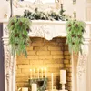 Décorations De Noël 80cm Branches Suspendues Pomme De Pin Naturelle Fine Vigne Verte Porte D'entrée Rotin En Plastique Aiguille Arbre Guirlande Pour La Maison Decorati