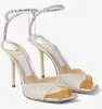 Marques de luxe d'été Saeda sandales chaussures cristal à lanières talons hauts robe de mariée de soirée dame gladiateur sandalias nude noir EU35-44