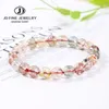 Bangle JD Genuine 7A Natural Gelo Misto Rutilado Quartz Pulseira Mulheres Moda Colorido Cabelo Cristal Cura Strand Pulseira Jóias