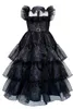 Girl's Dresses Wednesday Addams Girls Black tulle dress Wednesday Addams cosplay trendy Wednesday Dance dress Wednesday Addams kids dress belt 230520