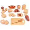 Kitchens Play Food Children'S Natural Wood Color Preschool Toys Fruits And Vegetables Simulation Play House Kitchenware Cognitive Wooden Toys Gifts 230520