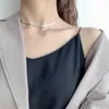 Colares leves e americanos de nicho simples de nicho S925 Sterling prata colar curto liso de papel feminina em corrente de pescoço em corrente