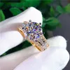 Rings 18K Au750 Yellow Gold Women Wedding Party Engagement Ring 1 2 3 4 5 Carat Round Moissanite Diamond Ring Bridal Sets Crown Trendy