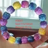 Bangle Natural Colorful Fluorite Quartz Clear Carved Beads Bracelet Jewelry Women 11x10mm Purple Fluorite Jewelry AAAAA