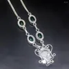 Цепочки Hermosa Jewelry очаровательные уникальные океанские зеленые топаз -серебряная цветовая цепь для женщин подарки женщин 34 см 20235132