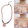 Choker Fashion Trend Niche Sense Love Pendant Collarbone Chain Temperament Simple Cold Wind Adjustable Cotton Rope Necklace Dropship