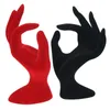 Lådor som flockar hartsmycken Display Stand OK Handfingerform Display Stands Glove Ring Armband Halsband Holder Rack 17*11cm