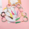 Keychains Wood Pärlor Keychain Armband Tassel Pendant Keyring For Women Colorful Round Charms Wholesale Trend 2023